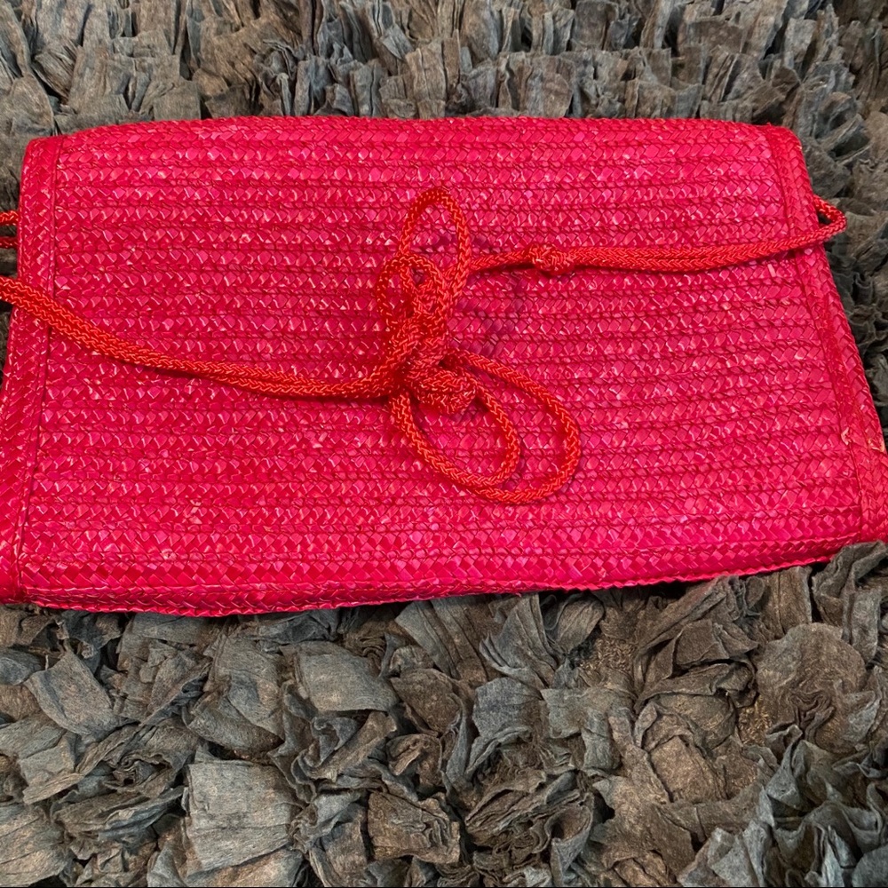 Objectives Pink Rectangle Straw Purse - image 3
